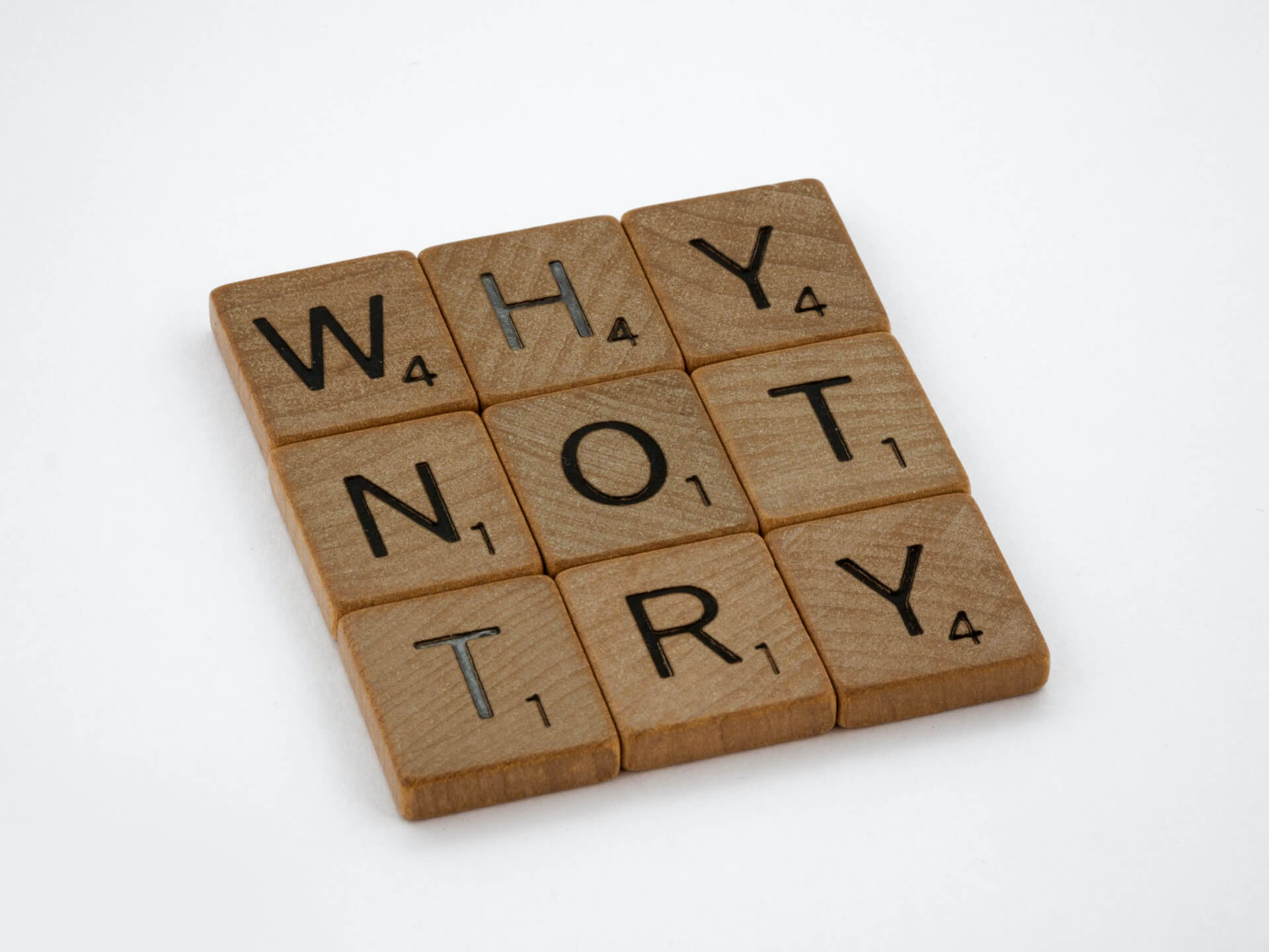 Text auf Englisch "why not try"